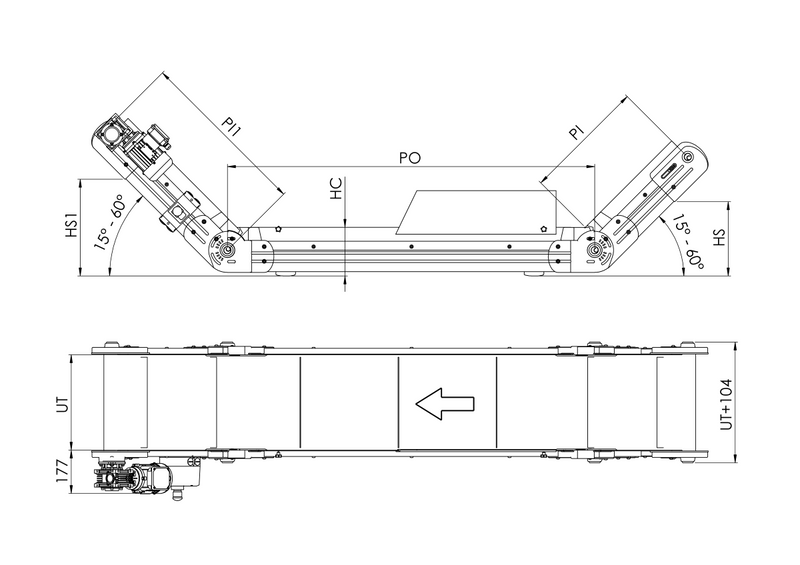 Inclined/Horizontal/Inclined with PU Belt