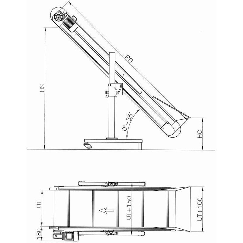 Inclined Conveyor with PP/PA Modular Plastic Belt - Plastics Solutions USA